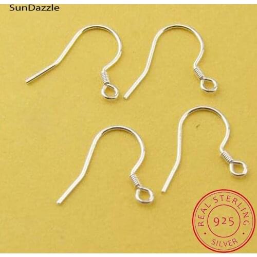 Genuine Real Solid 925 sterling Silver Ear Clasps Hooks Fittings Wire Hook For Making Earrings Jewelry Findings Accessories