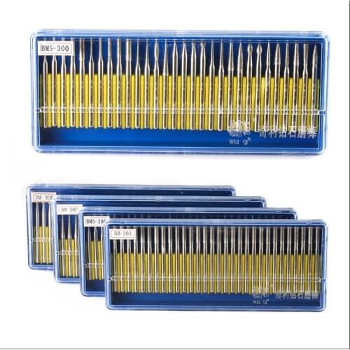 1mm 1.5mm 2mm 2.5mm 3mm Cylinder Taper Ball Head 3mm Shank OD Jade Carving Machine Grinding Buffing Tool Diamond Polishing Head