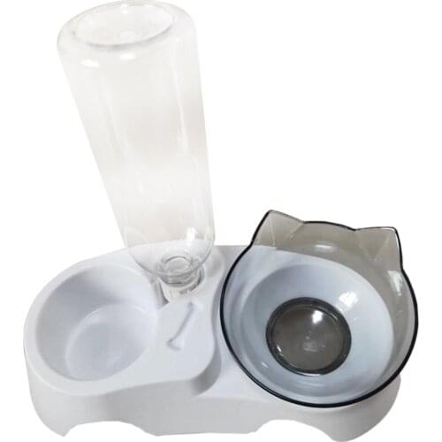 1PCS Cat Bowl Set Creative Plastic Neck Protective Cat Food Bowl Non-slip Food Bowl Transparent Cat Water Bowl for Pet