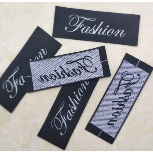 100pcs , 6 * 2 cm In stock Fashion black labels soft satin ribbon precut cloth label