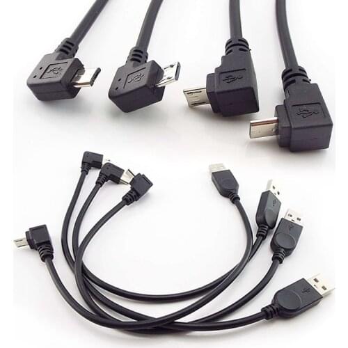 27cm 90 Degree Micro USB Male to Male Data Up Down Left Right Angled Charge Connector Cable Adapter for Tablet Cell Phone