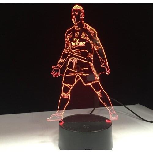 Football Soccer Player 3D Lamp Model Acrylic Panel 7 Colors Change LED Base Night Light New Year Gift Family Decoration Dropship