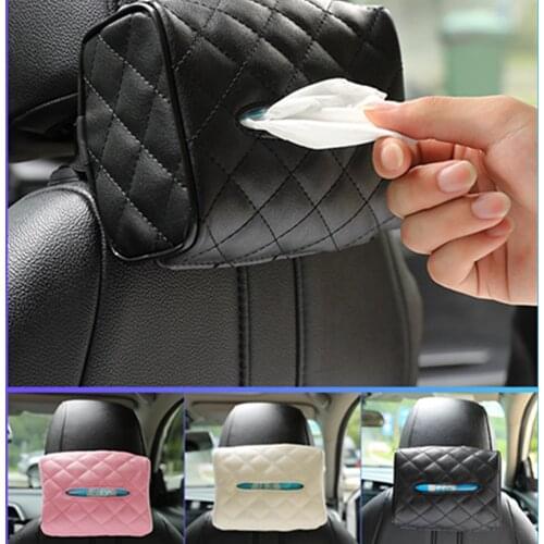 Car Tissue Box Sun Visor Seat Back Hanging Type Car Interior Tissue Box Creative Tissue Cover Pumping Box Paper Bag Holder