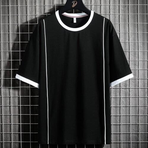 Big Size Summer Men Basic T-shirts Short Sleeve Casual Cotton Oversized T Shirts Men Fashion Striped Tee Tops 6XL 7XL 8XL
