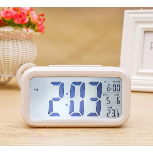 LED Digital Alarm Clock Backlight Snooze Mute Calendar Temperature Desktop Electronic Luminous Silent Table clocks Desktop Clock