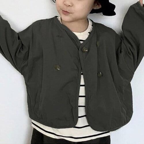 2021 childrens autumn new jacket tide boys and girls Japanese and Korean loose washed retro cardigan jacket kids jacket