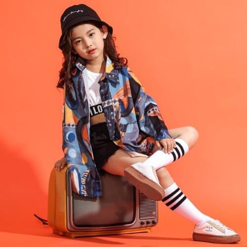 Children Jazz Dance Costumes for Girls Hip Hop Clothes Street Dance Wear Suit for Kids Fashion Ballroom Competition Stage Show