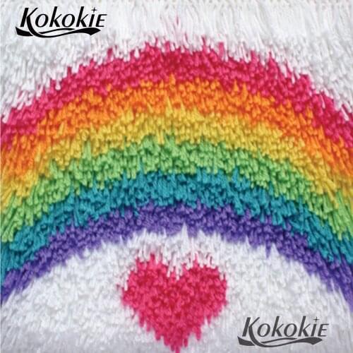 Diy rug Needlework rainbow Latch Hook 3d carpet Unfinished Crocheting Rug Kits Yarn cross stitch kits Embroidery Pillowcase