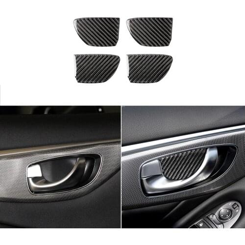 For Infiniti Q50 Q60 modified accessories carbon fiber interior car interior door handle bowl cover trim panel 4 piece set