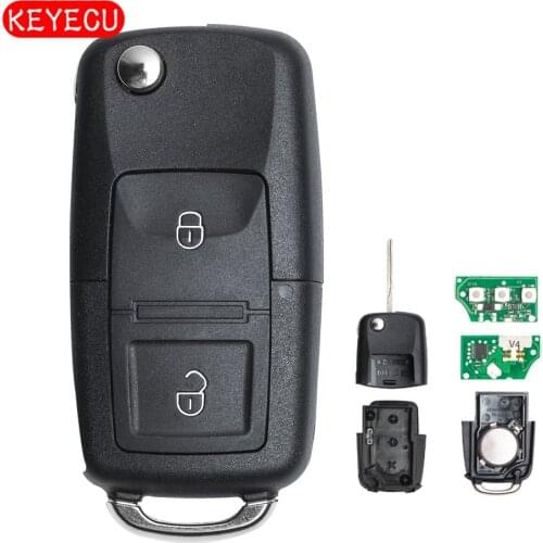 Keyecu 1J0 959 753 N Flip Car Remote Key Fob 2B 433MHz ID48 Chip for VW Volkswagen Passat Golf Beetle Bora 1997-2001 1J0959753N