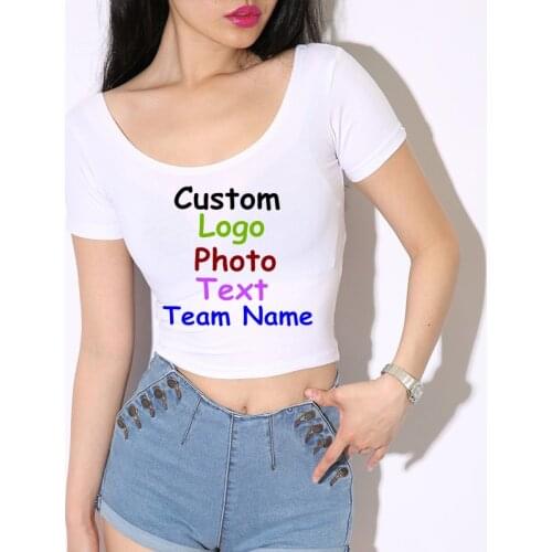 Personalized customization Womens Short t Shirt Cotton Short Sleeves Top O Neck Tank DIY Text Vest Custom Logo Printed