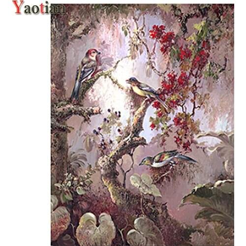 Full Square round Drill 5D DIY Diamond Painting Bird Flower Tree Scenery Embroidery Beads Cross Stitch Mosaic Home Decor Gift