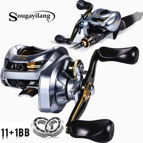 Sougayilang Single Handle Baitcasting Reel 11+1BB 7.6:1 High Speed Casting Reel Centrifugal Brakes Power Fishing Reel Pesca