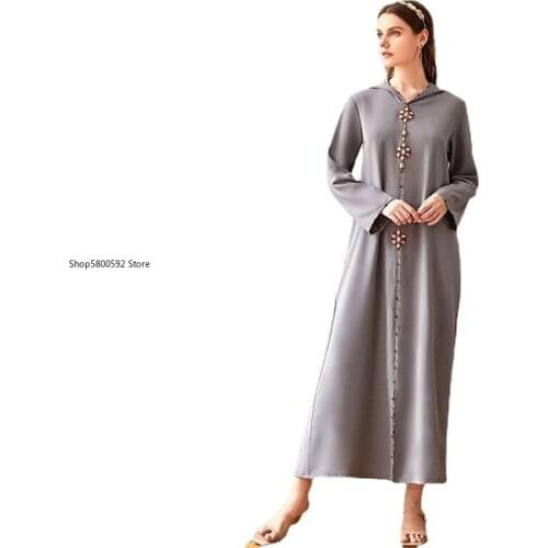Moroccan Kaftan Dubai Abaya Djellaba Women Diamond Long Sleeve Muslim Hijab Maxi Dress Party Gowns Robe Arabic Islamic Clothes