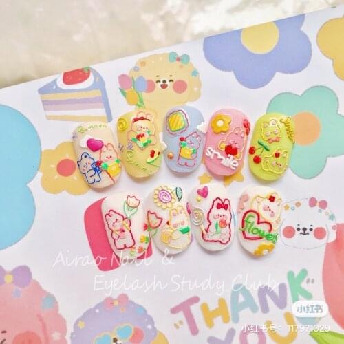 Cute Anime Nails Accesorios Foil Nail Art Cartoon Rabbit Nail Sticker Bunny Stickers For Manicure Nails Decoraciones Sliders