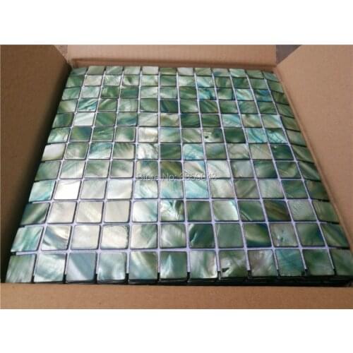 Freshwater shell mother of pearl mosaic tile for kitchen backsplash and bathroom wall tile green color 22 square feet/lot