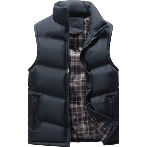 Brand Waistcoat Stand Collar Vest Men 2019 Winter Sleeveless Jackets Men Coats Solid Casual Vest Male Waistcoats Plus Size 4XL