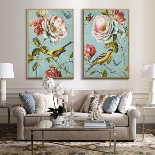 Nordic Art Wall Canvas Painting Vintage Beautiful Flowers Color Poster Printing Picture Home Decoration Living Room Wall Mural