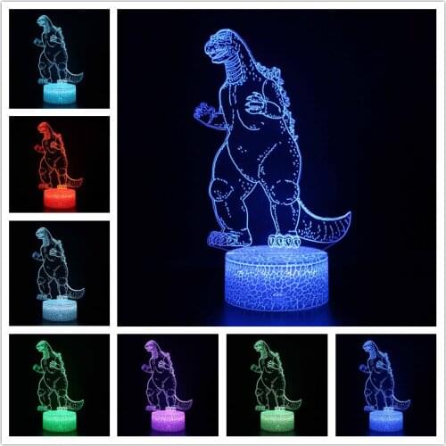 Dinosaur 3D Night Light 7 Color Change USB LED Table Lamp Touch Remote Control Home Bedroom Decor Gift