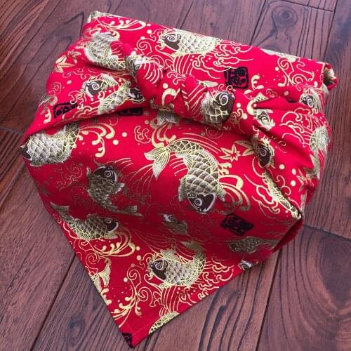 New geisha fan red crowned crane Japanese style wrapping cloth furoshiki handkerchiefs Flower traditional fabric 0218H