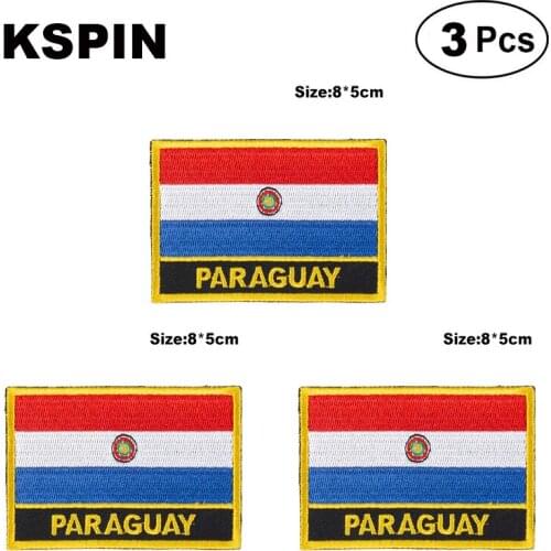 Paraguay Rectangular Shape Flag patches embroidered flag patches national flag patches for clothing DIY Decoration