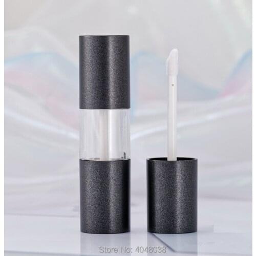 Plastic Lip Gloss Tube Empty Lipgloss Packaging Container Clear Black Refillable Bottle Round Lipstick Oil Bottles 50pcs/Lot
