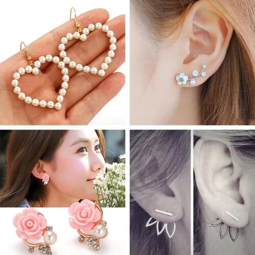2020 Simple Gold Heart Pearl Drop Earrings For Women Fashion Statement Pearl Dangle Earrings Trendy Jewelry 10g