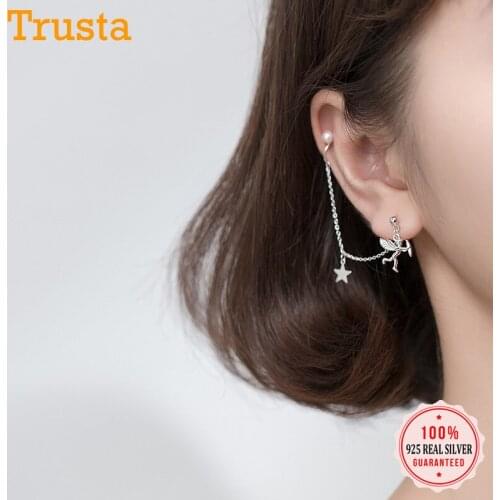 Trustdavis Earrings Genuine Fashion 925 Sterling Silver Clip On Earrings For Women Silver 925 Earrings Jewelry Gift DS2666