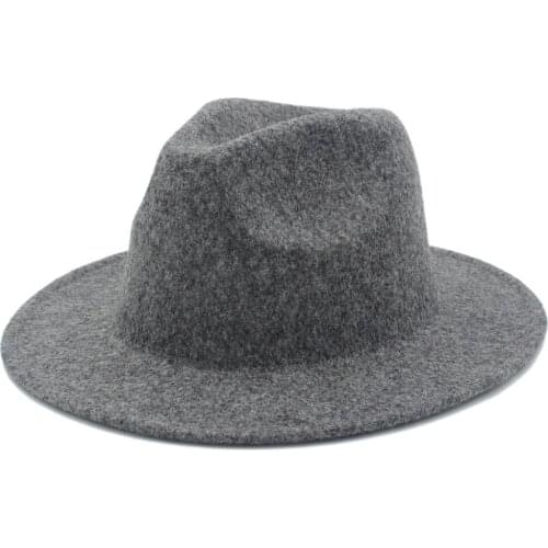 Retro Color 100% Wool Womens Mens Fedora Hat For Laday Cashmere Wide Brim Jazz Church Cap Vintage Panama Sombrero Top Hat 20