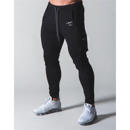 Side Samll Pocket Running Jogging Pants Men Pants Cotton Gym Pants Mens Bodybuilding Training Pants Fitness Trousers Sportswear