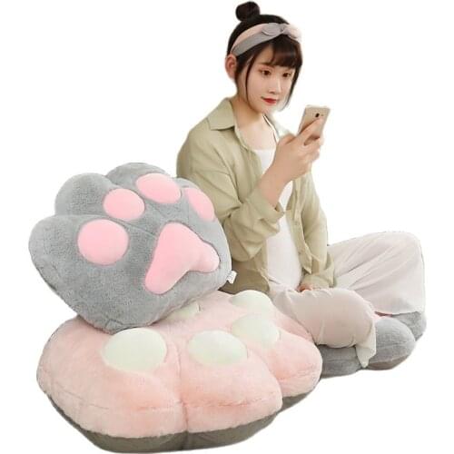 Kawaii cat claw down and down cotton stuffed animal cushion pillow non-slip cushion pillow home decoration rabbit fur fabric sof