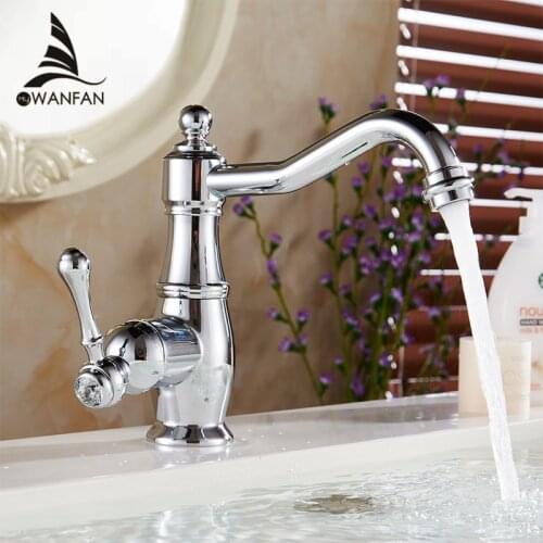 Basin Faucets Chrome Silver Brass Bathroom Sink Faucet Single Handle Swivel Hot Cold Mixer Water Tap Banheiro Torneira LH-6003L
