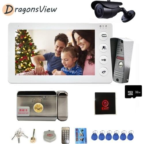 Dragonsview Video Intercom with Lock Visual Video Doorbell Door Phone Wired Entry Home Security System 1200TVL with CCTV Camera