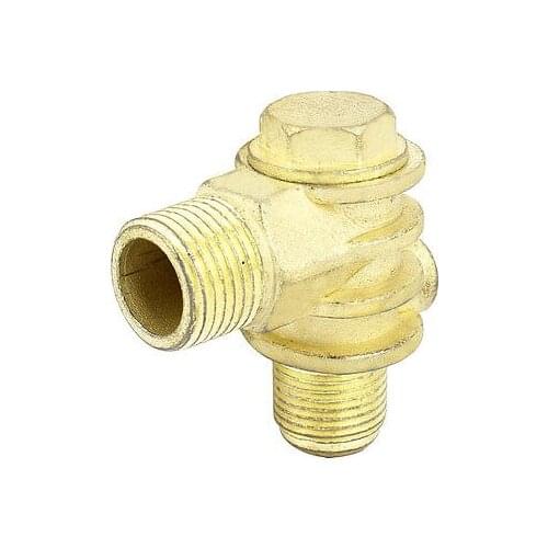 Air Compressor Gold Tone 1 Female 2 Male Thread Brass Check Valve