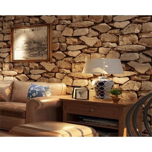 Wellyu Vintage 3d Brick Wallpaper Rock Wallpaper Fake Striped Restaurant Living Room Background walls 3d Wallpaper Roll mural