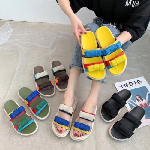 Women slippers 2021 new style Bowknot female shoes thick bottom student slippers leisure fashion hotsales PU summer shoes