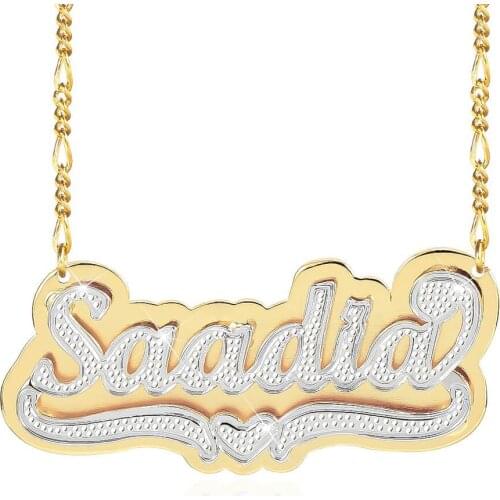 Popular Gothic Nameplate Necklace Women Double Name Necklace 925 Silver Pendant Figaro Chain Necklace Gift