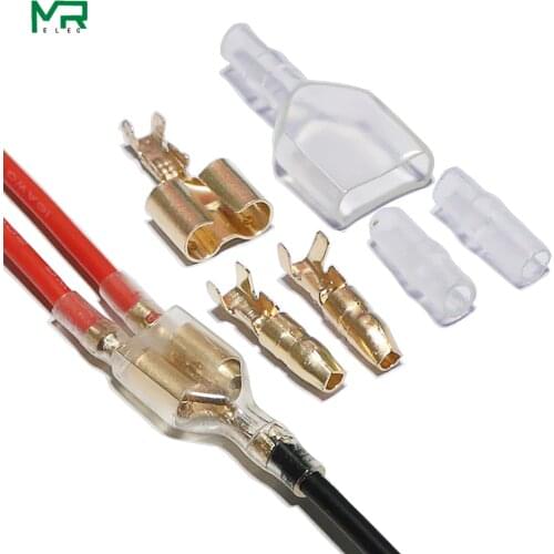 10/20/50sets 4.0 bullet terminal car electrical wire connector diameter 4mm Male + Female 1 : 2 Transparent sheath