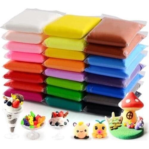 100g/500g Soft Ultra-light Clay 12/24 Colors Puzzle Educational Toys Kids Handmade DIY Material Super Light Clay Plasticine Mud