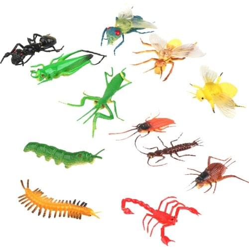 12pcs Plastic Insect Figure Model Educational Animal Toys Bug Ant Bee