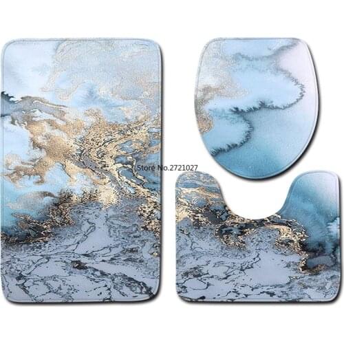 3 Pieces/set of Printed Floor Mats Bathroom Toilet Carpet Polyester Fiber Non-slip Carpet Toilet Cover Shower Room Floor Mat