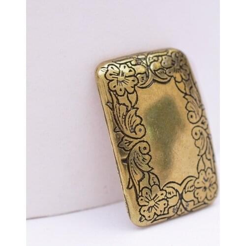 5PC 32X22MM Quality Antique Copper Western Flower Decor Rectangle Horse Saddle Tack Belt Conchos Set Screw back