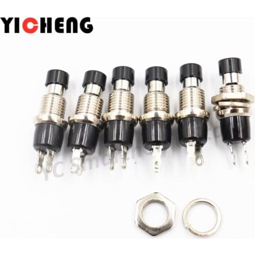 6pcs Small round button PBS-110/NO PBS-111/NC 2 foot self-resetting No lock switch Button switch 7MM miniature Color mixing