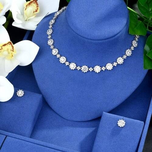 Be 8 Gorgeous Flower Jewelry White Gold Color AAA Cubic Zircon Wedding Jewelry Sets For Lover Brides Popular Jewelry Gift S508
