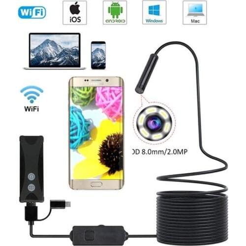 2MP 1080P WIFI Endoscope for iphone&android Wireless Inspection Borescope Camera Handheld Otoscope