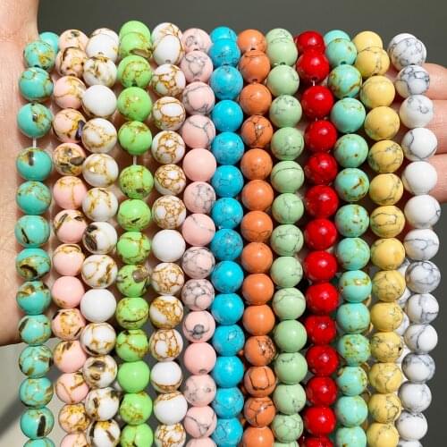 4/6/8/10/12mm Natural White Howlite Turquoises Stone Beads Round Loose Beads For Bracelet Jewellery Making 15