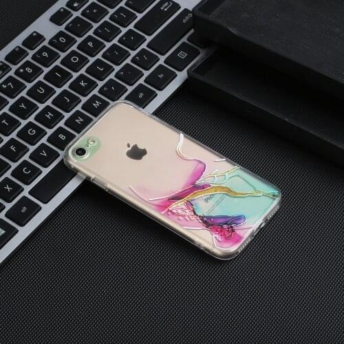 For iphone cases Soft TPU painting iphone6 6s Transparent Watercolor Painting Shell Embossed Relief Protective sleeve