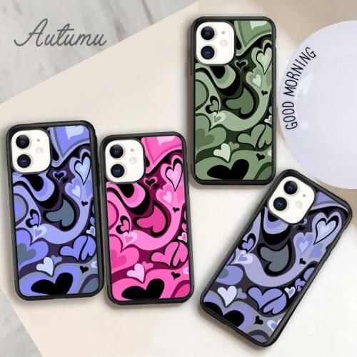 Groovy Hearts Phone Case for iPhone 11 12 Pro Max mini X XR XS SE 2020 5 6S 7 8 Plus Samsung Galaxy S8 S9 S10 Cover shell