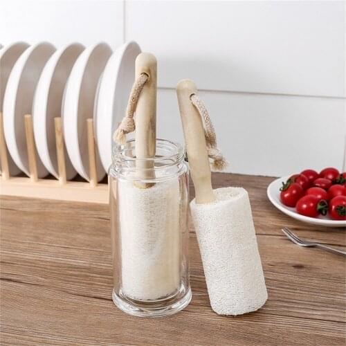 Cleaning Brush Tools Long Wooden Handle Loofah Brush Household Tea Cup Brush Simple Practical Tool Kichen Accessories
