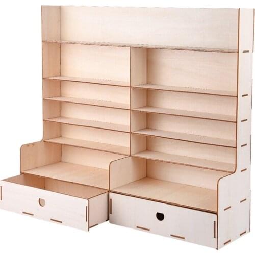 Wood Paint Rack Shelf Pigment Ink Bottles Organizer Storage Stand Holder with Cabinet Good Stability and Table Rack
